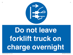 Do not leave forklift truck on charge overnight
